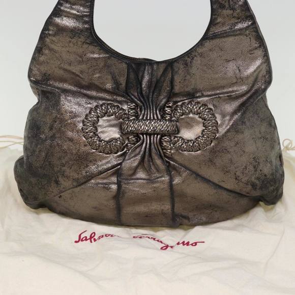 Salvatore Ferragamo Hand Bag Leather Gold Tone Auth bs15051 - Picture 12 of 16